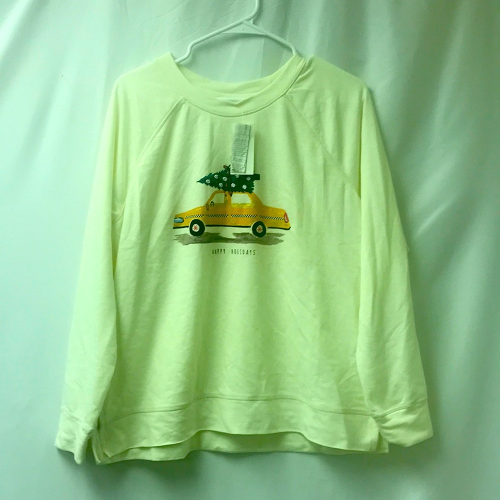Style & Co light yellow women sweater happy holidays large